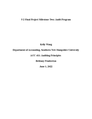 ACC 411 Module Five Audit Report Template - ACC411 - SNHU - Studocu