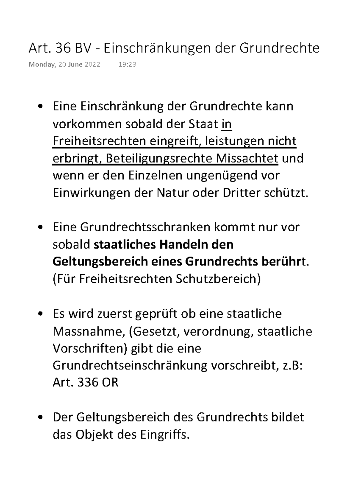 Art. 36 BV - Einschränkungen Der Grundrechte - Eine Einschränkung Der ...