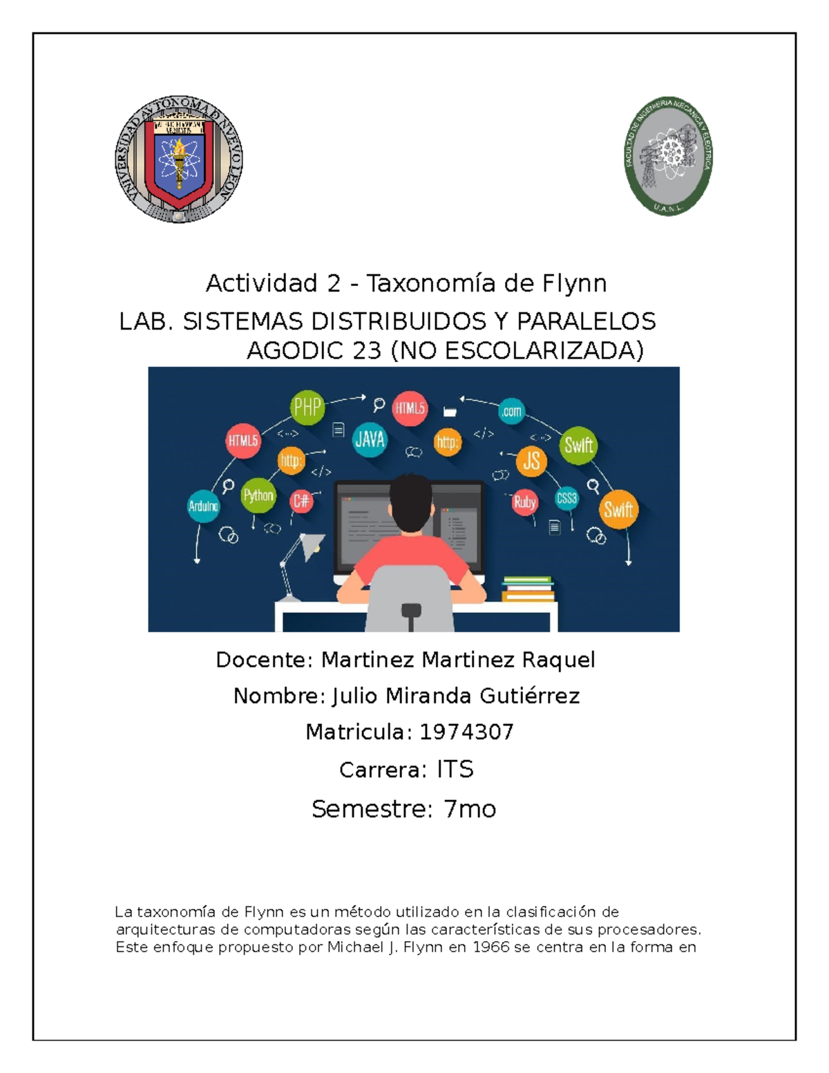 Lbsdp 1974307 A02 Tarea 2 Actividad 2 Taxonomía de Flynn LAB