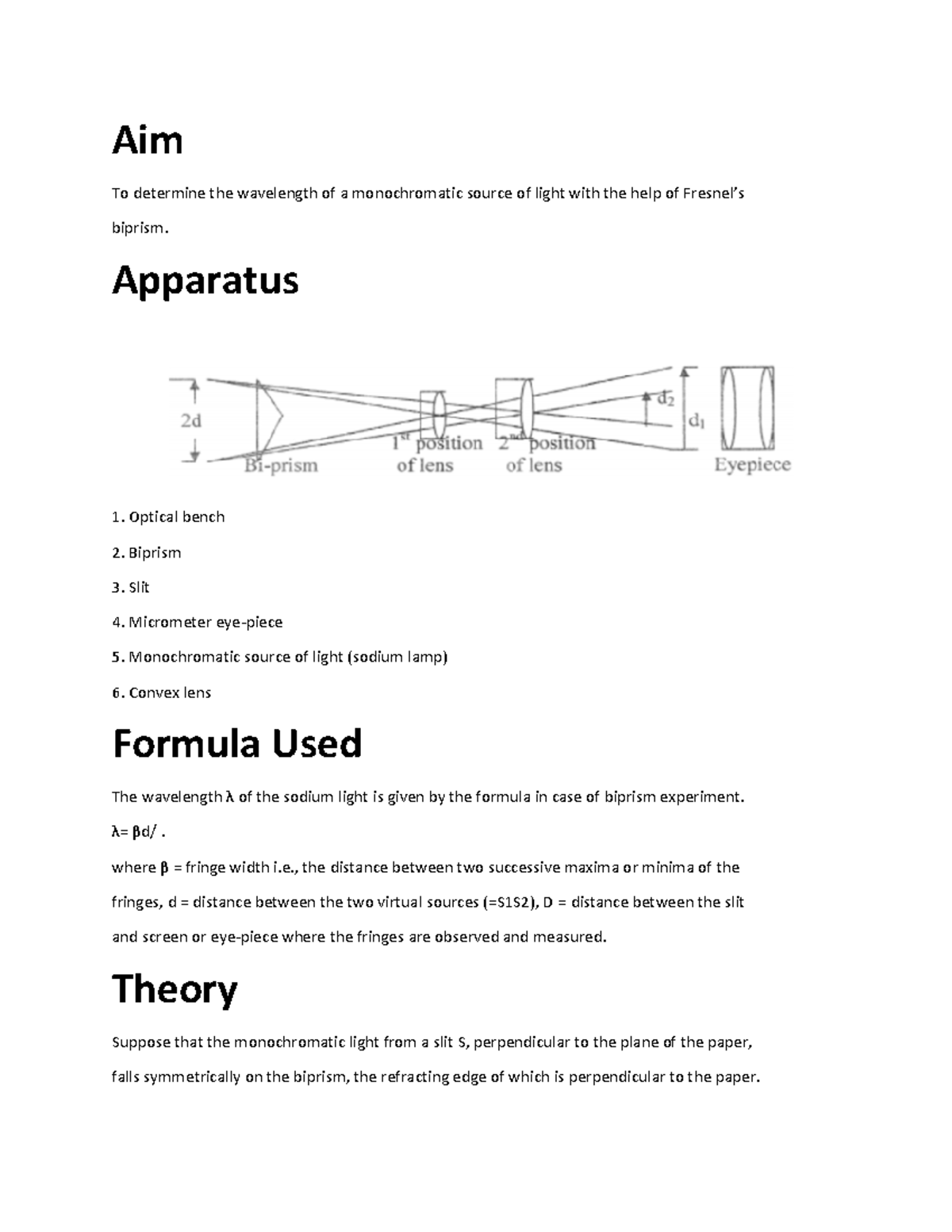 2016 21 Measurement of the wavelength of monochromatic source of light with the help of Fresnel