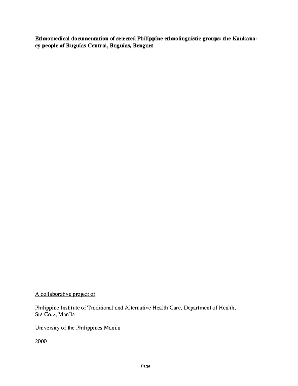 3.5.3.2 Final Report of Kankana-ey Buguias - Ethnomedical documentation ...