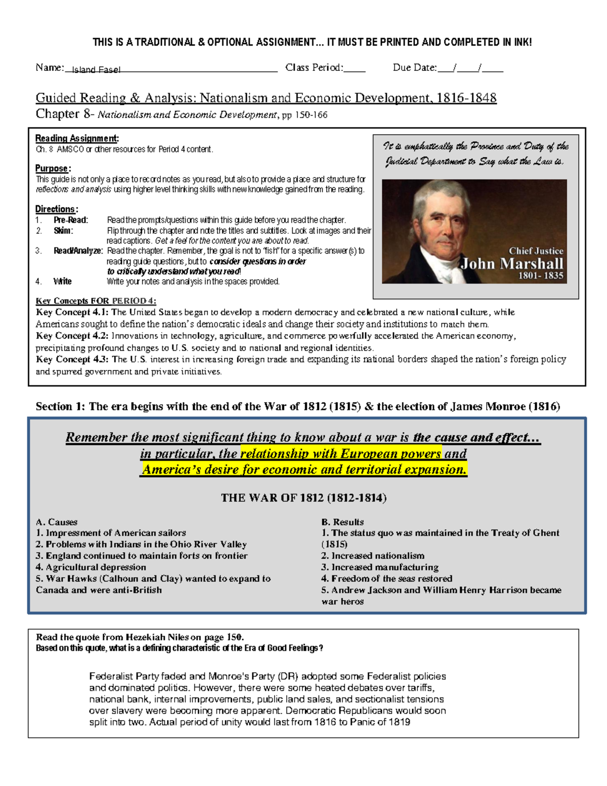 Amsco+Ch+8+Reading+Guide - It is emphatically the Province and Duty of ...