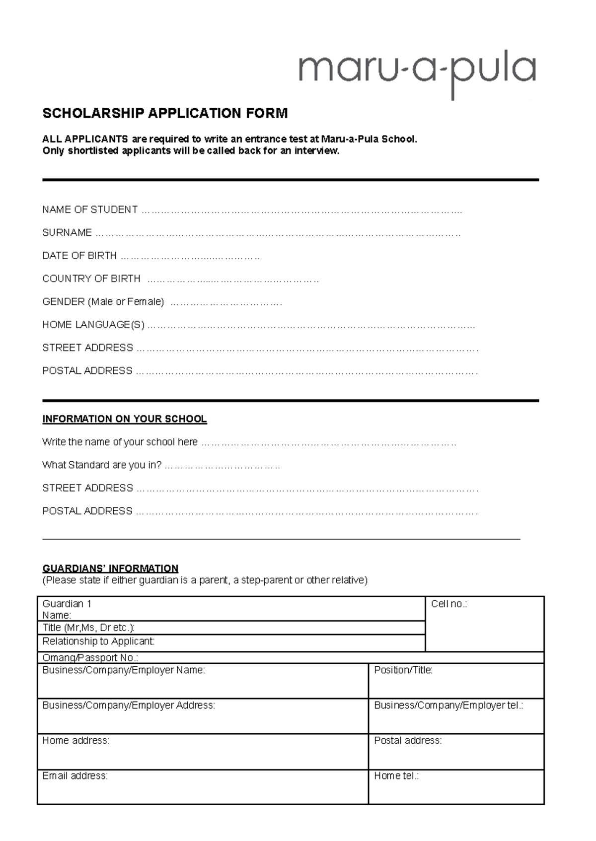 OVC- Scholarship-FORM - SCHOLARSHIP APPLICATION FORM ALL APPLICANTS are ...