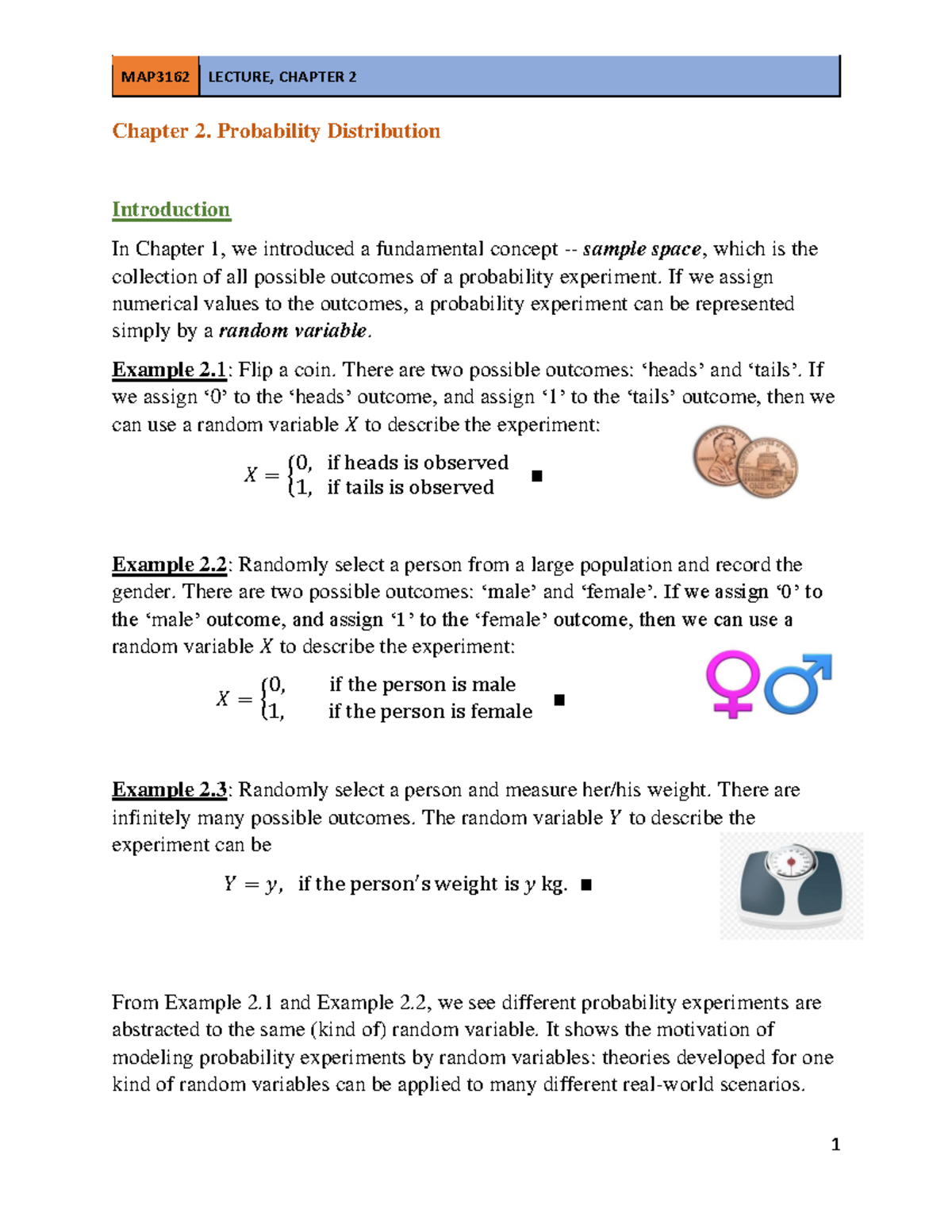 Chapter 2, Probability Distribution - Chapter 2. Probability ...