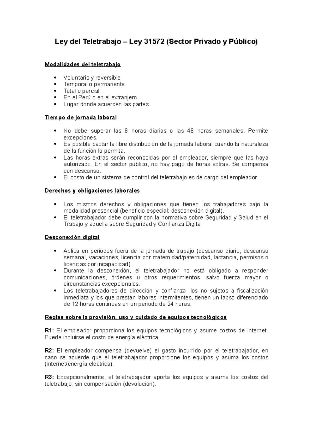 LEY DEL Teletrabajo - • Es posible pactar la libre distribución de la ...