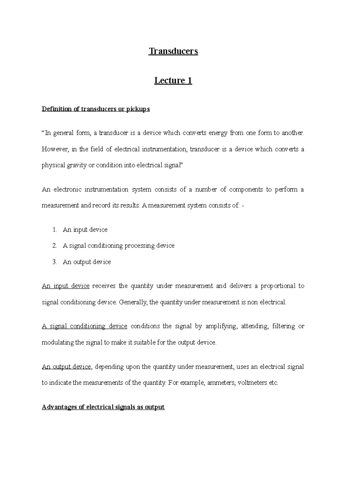 PhysicsTransducers Its tutorial work Transducers Lecture 1