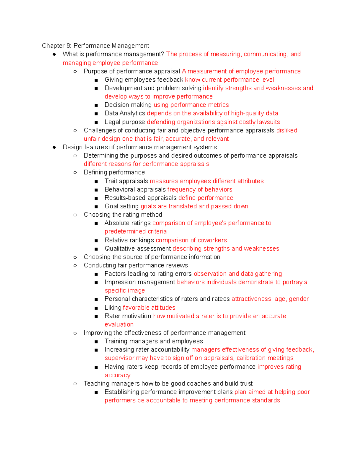 Chapter 9 readiing guide - Chapter 9: Performance Management What is ...