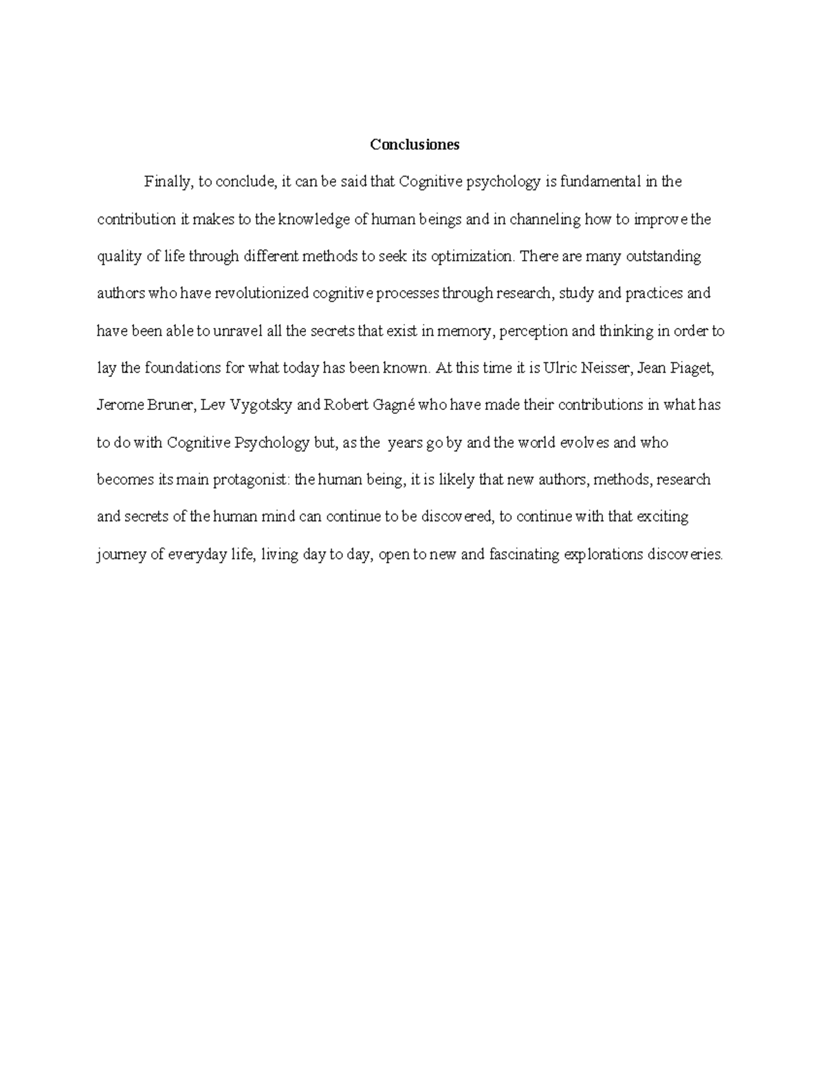 Conclusion 2 - tema explicito en la psicologia cognitiva en ingles ...