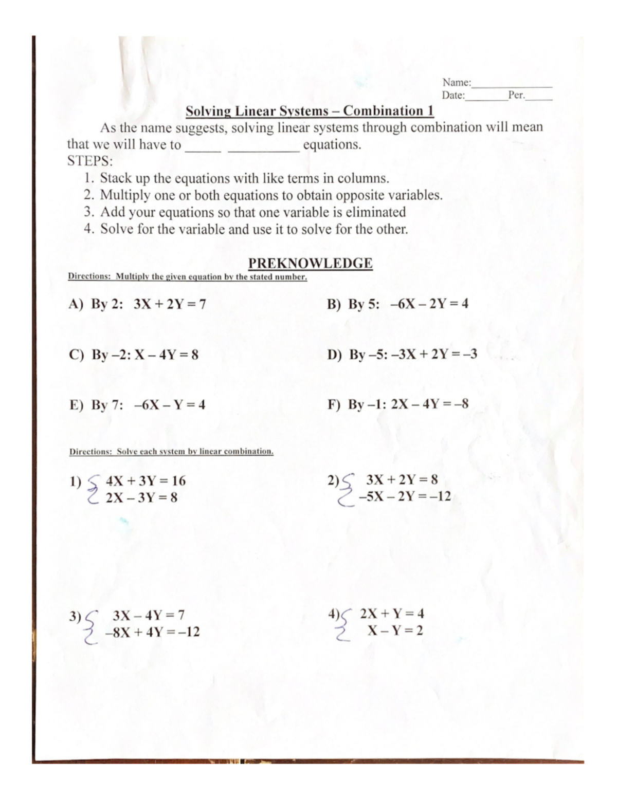 Solving Linear Systems - Combination - Math 19b - Studocu