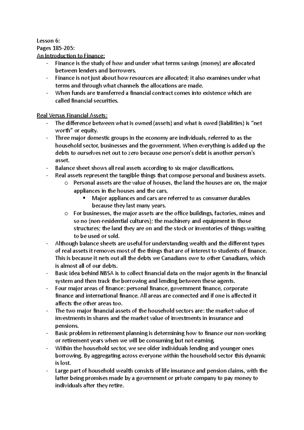 MOS 1023 Finance Notes - Lesson 6: Pages 185-205: An Introduction to ...