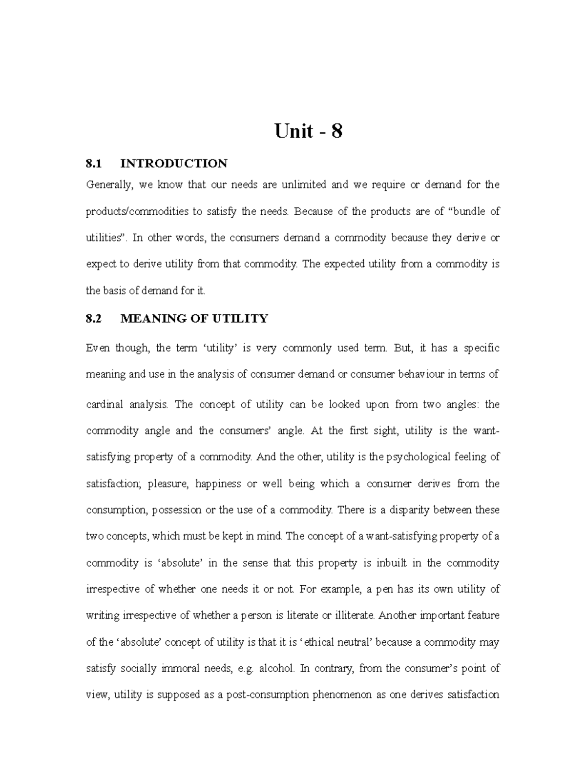 Methods of economic analysis - Unit - 8 8 INTRODUCTION Generally, we ...