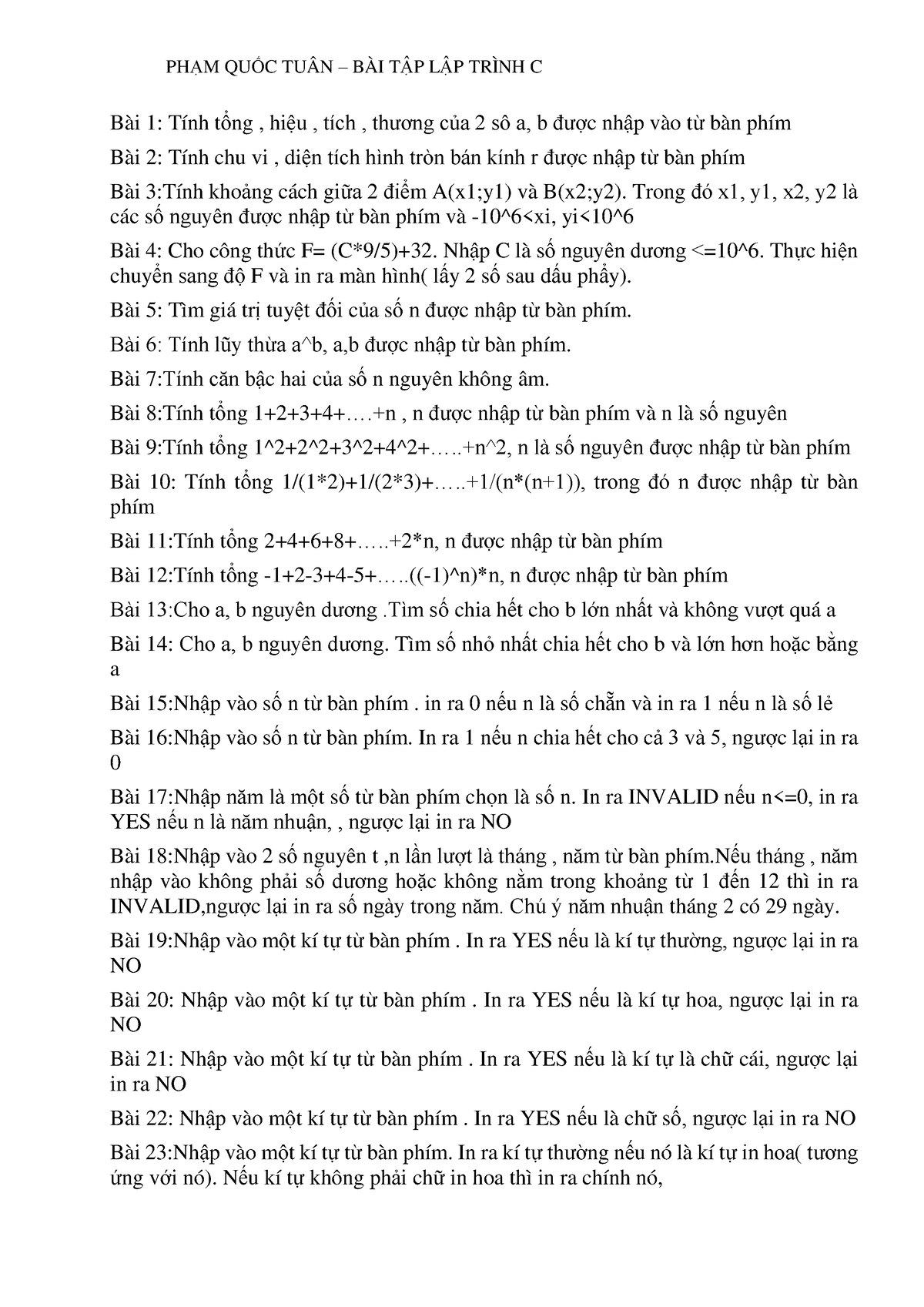 BT LẬP Trình C - Thông Tin Bổ ích - Bài 1: Tính Tổng , Hiệu , Tích ...