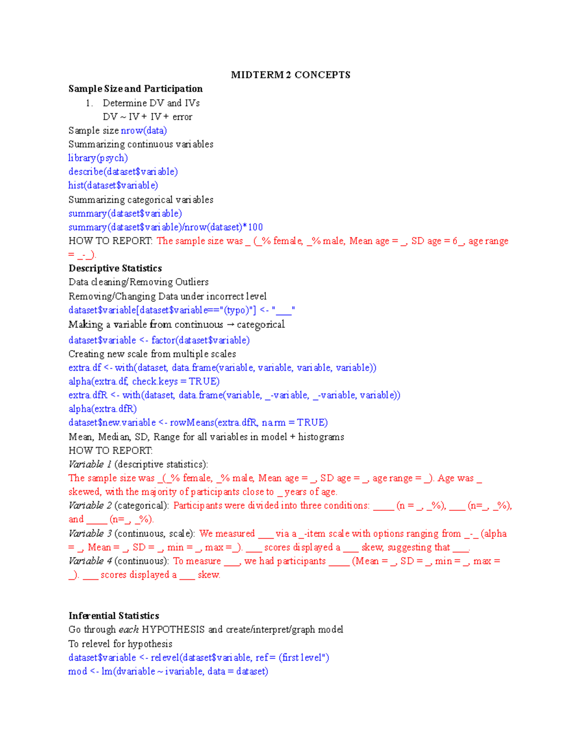 Midterm 2 Cheat Sheet Summary - complete - MIDTERM 2 CONCEPTS Sample ...