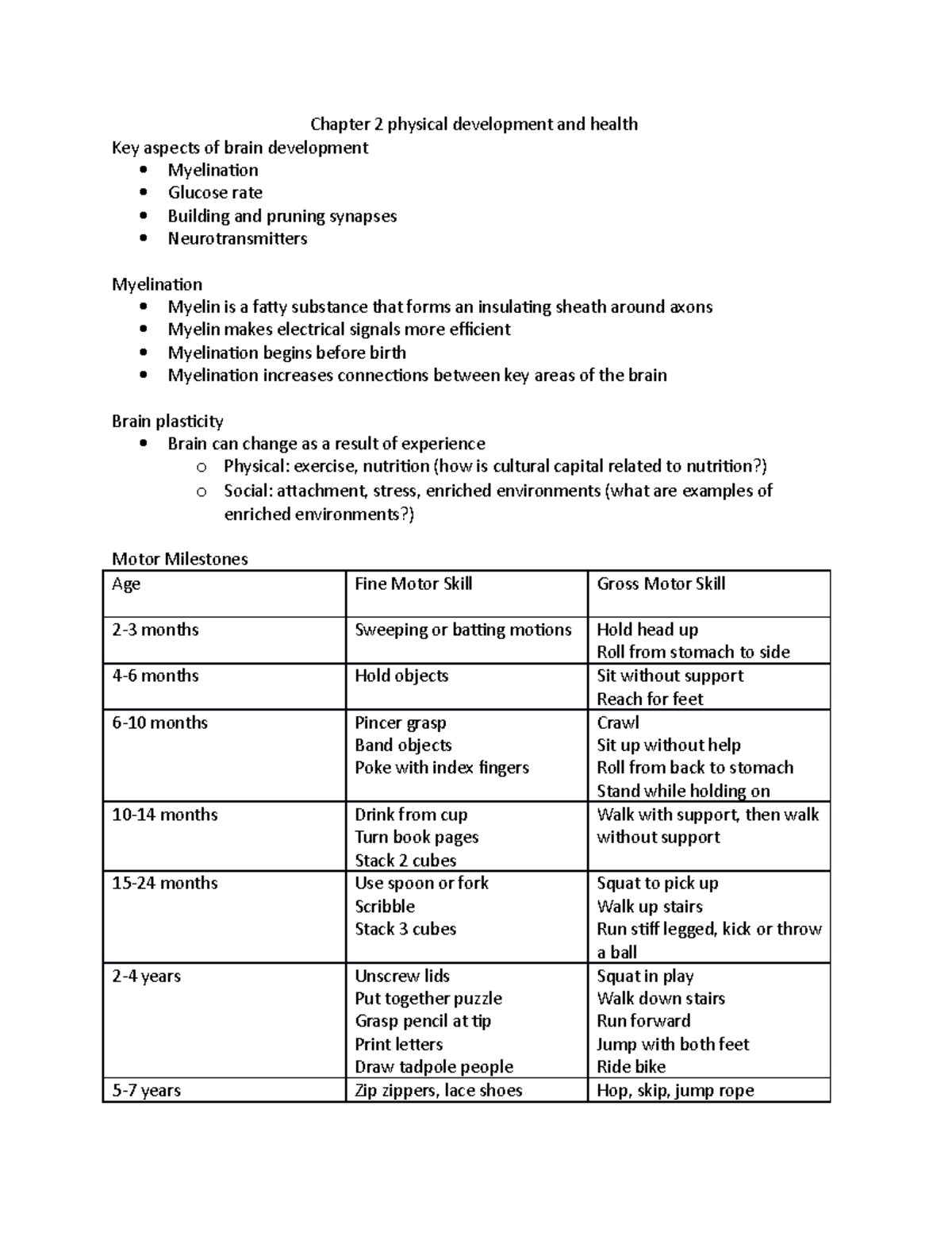 Chapter 2 physical development and health - Studocu
