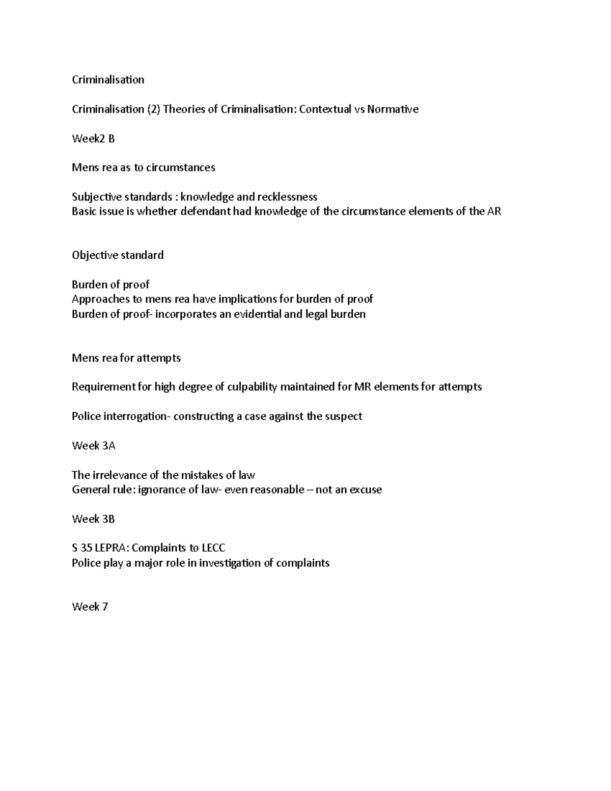 CCP - practice - Criminalisation Criminalisation (2) Theories of ...