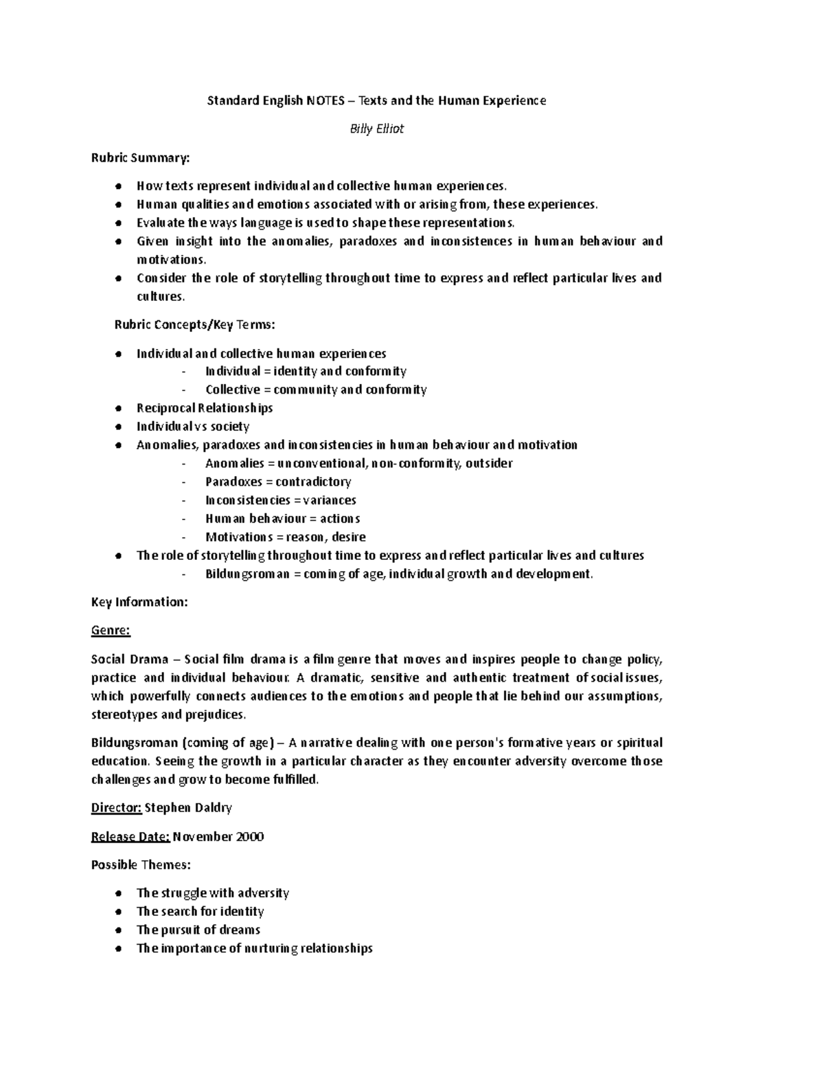 Downloadfile - BE Notes - Standard English NOTES – Texts and the Human ...