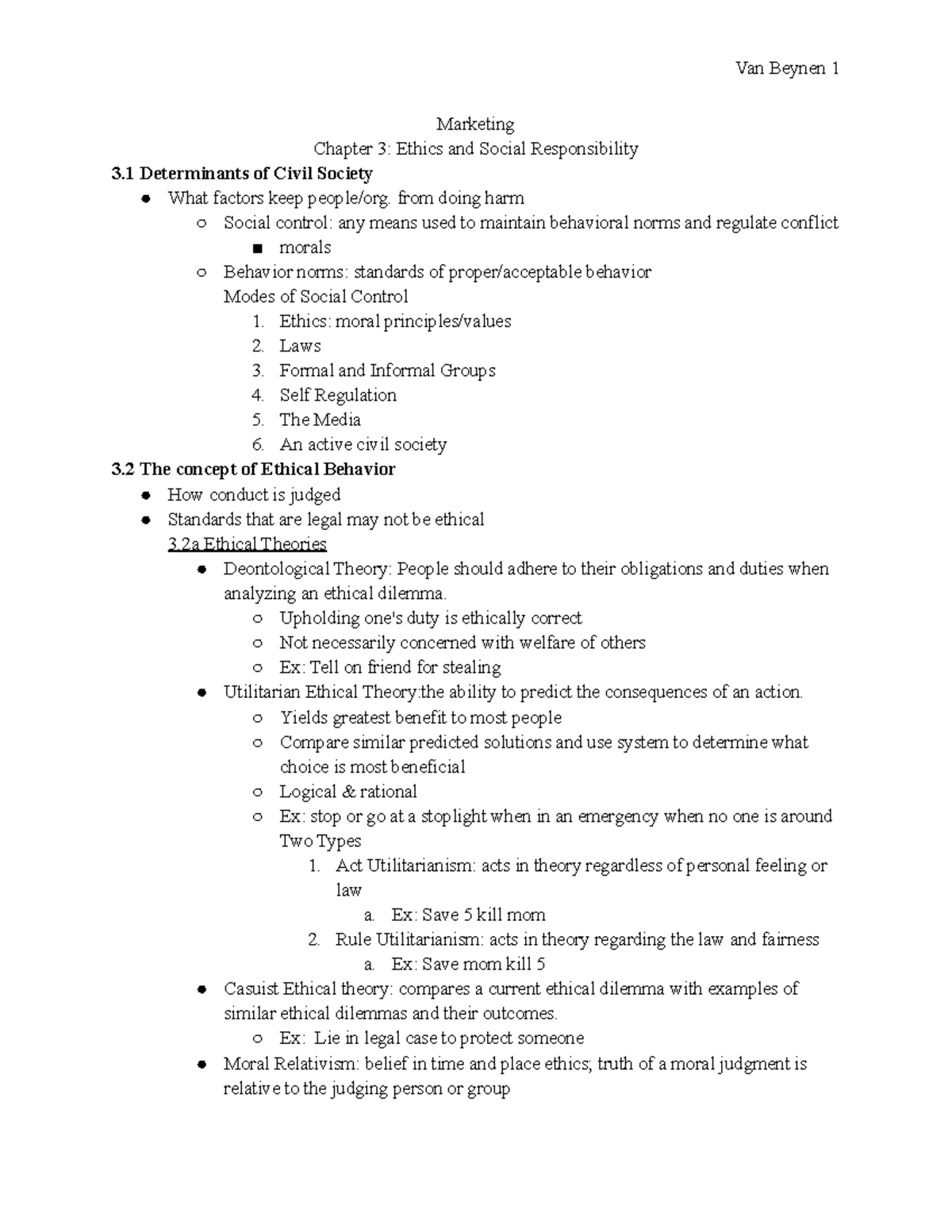 Marketing chapter 3 Marketing Chapter 3 Ethics and Social