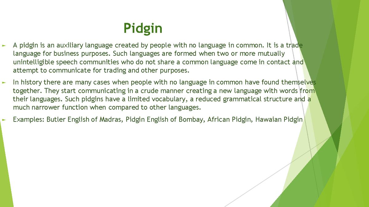 literature review on pidgin english pdf