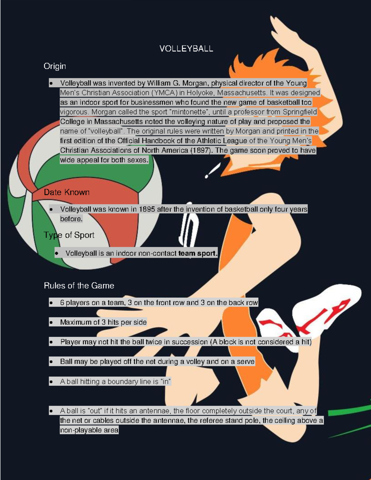 Volleyball Lecture notes 10 for students VOLLEYBALL Origin