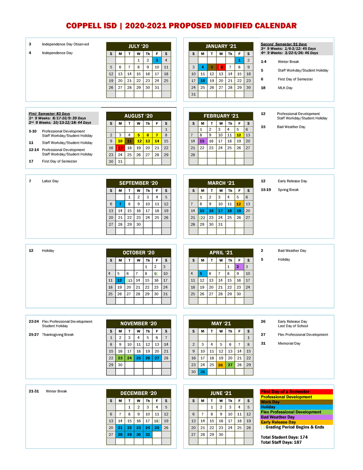 2020 2021 Proposed Modified Calendar COPPELL ISD 2020 2021 PROPOSED MODIFIED CALENDAR 3