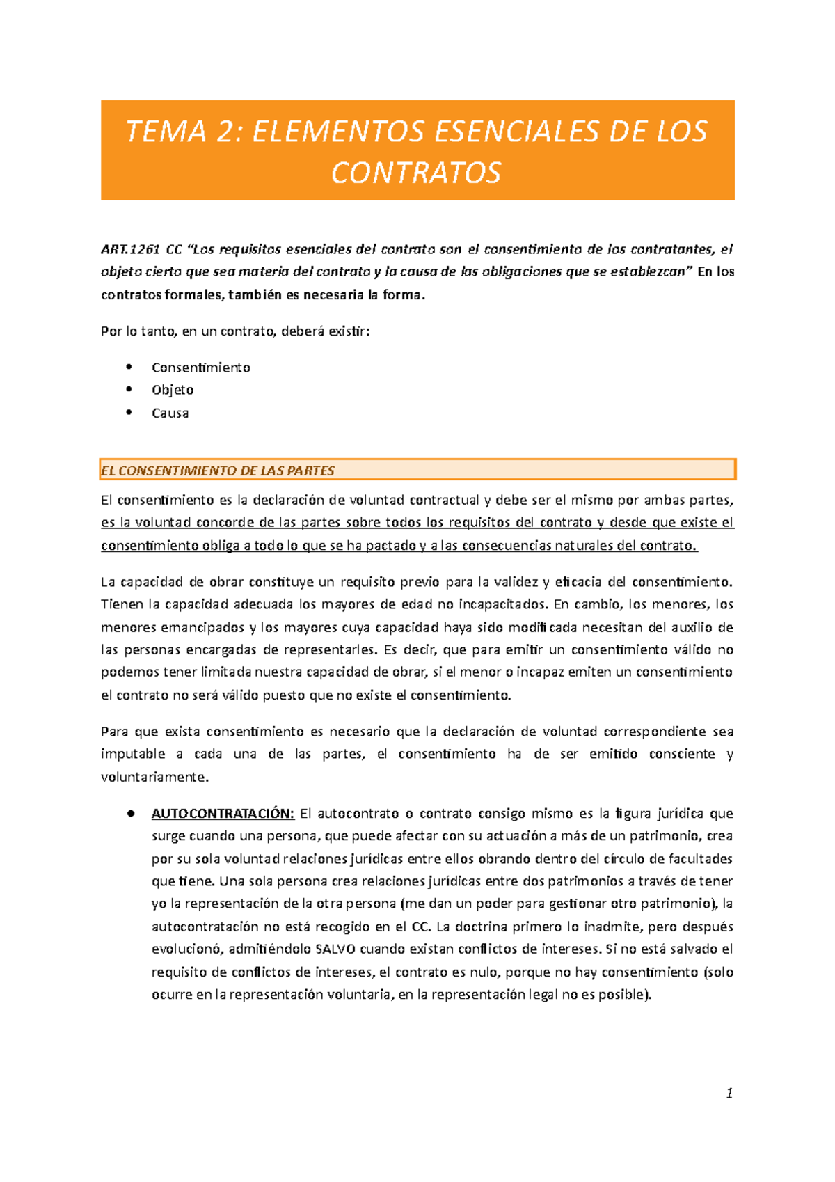 TEMA 2- Elementos Esenciales DE LOS Contratos - TEMA 2: ELEMENTOS ...