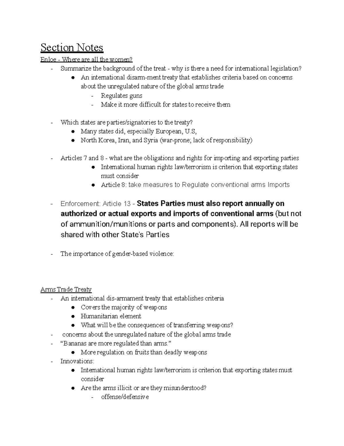 Poli Sci 7 Section Notes - Section Notes Enloe - Where Are All The ...