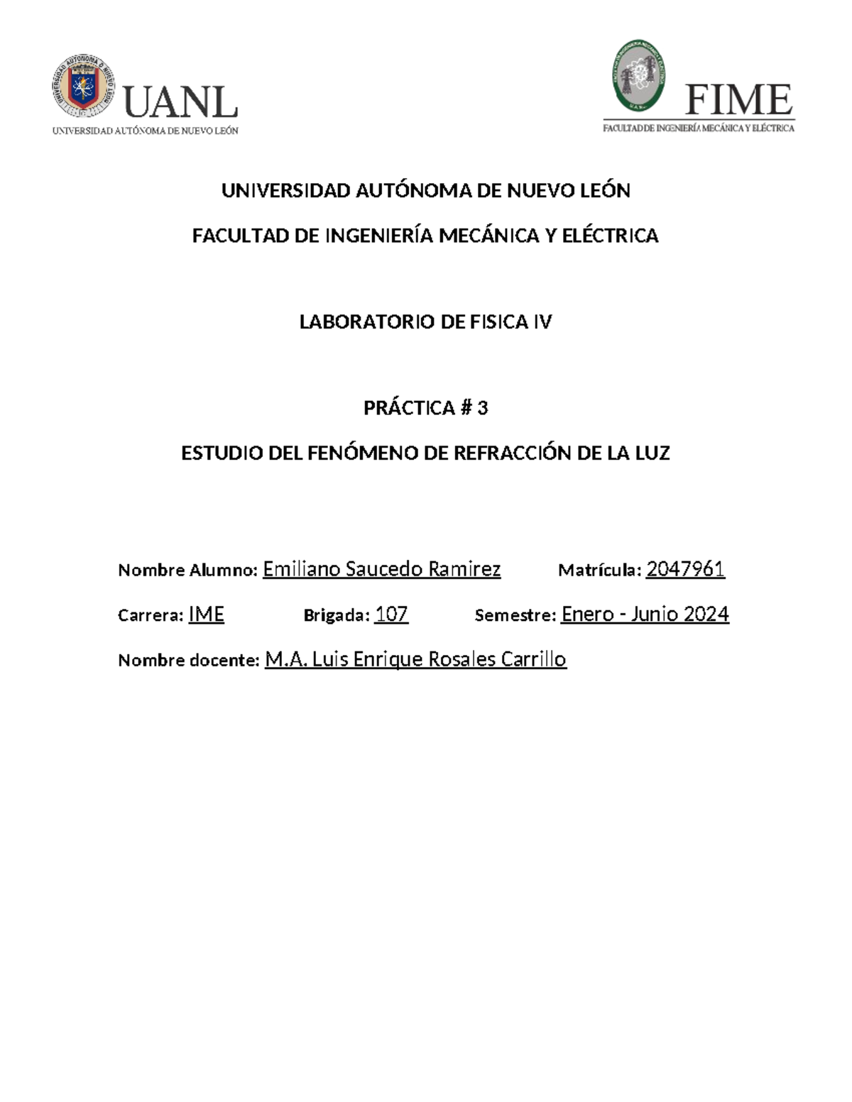 Reporte 3 fisica 4 - Practica de lab - UNIVERSIDAD AUTÓNOMA DE NUEVO ...