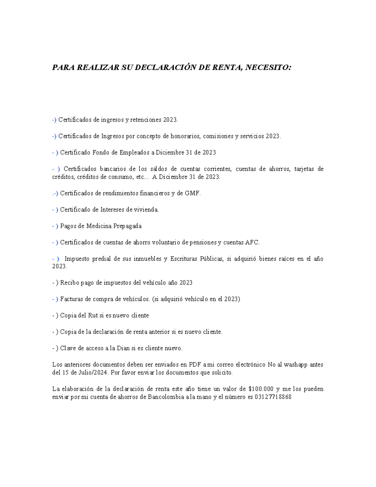Documentos Necesarios Realizar SU Declaración DE Renta 2021 - PARA ...