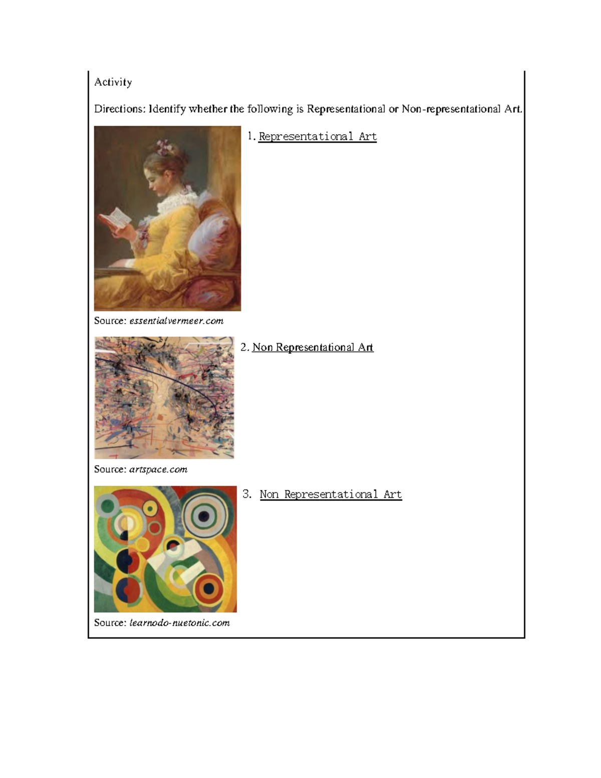 Asynchronous Activity Activity Directions Identify whether the