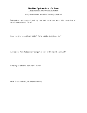 Erika Fox 5 Dysfunctions Worksheet Week 1 - The Five Dysfunctions of a Team Thought provoking - Studocu erika-fox-5-dysfunctions-worksheet-week-1-the-five-dysfunctions-of-a-team-thought-provoking-studocu