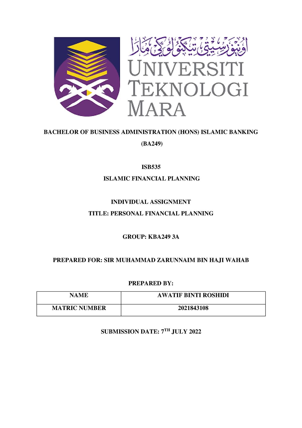 individual assignment isb535