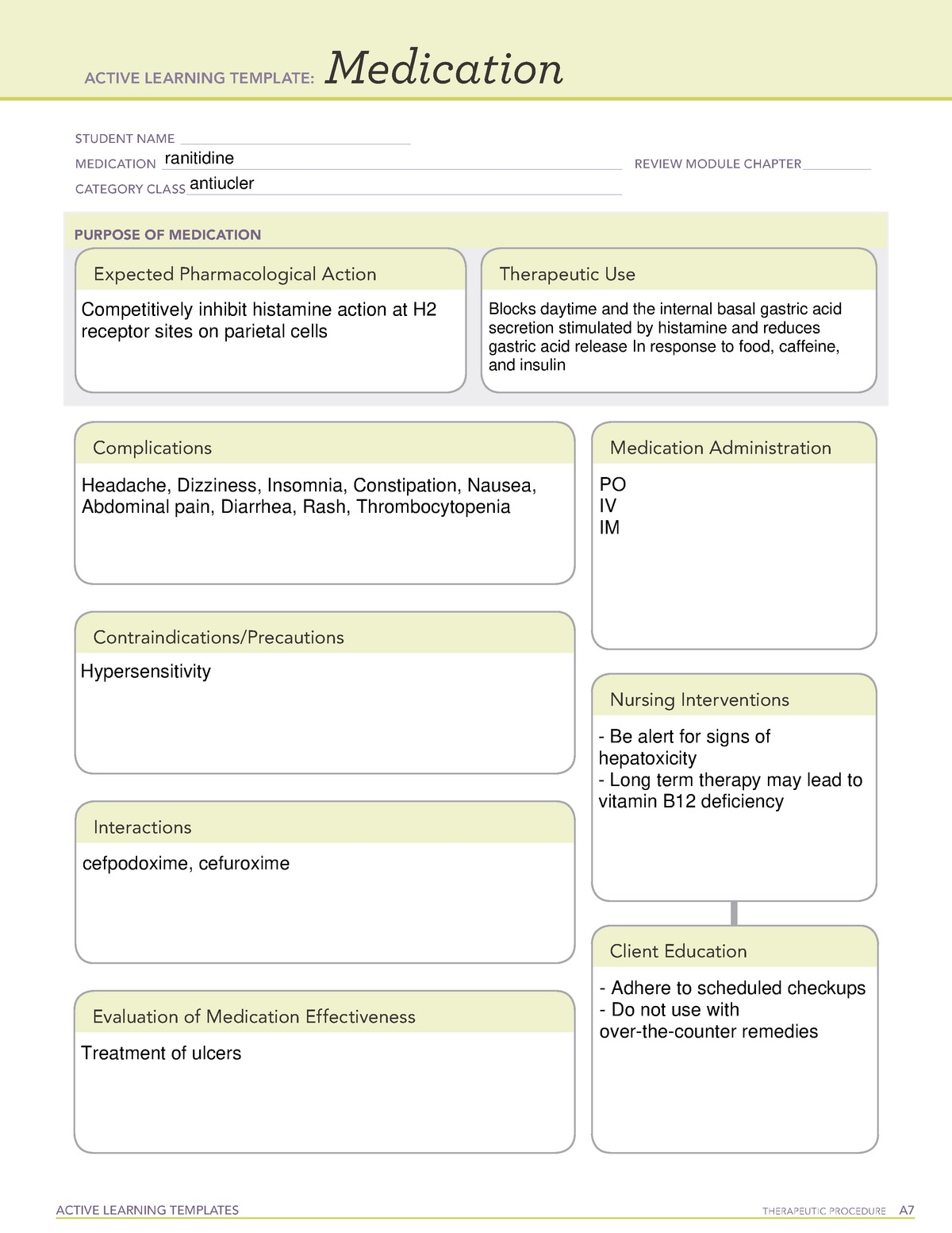 Ranitidine medication - RN 212 - Studocu