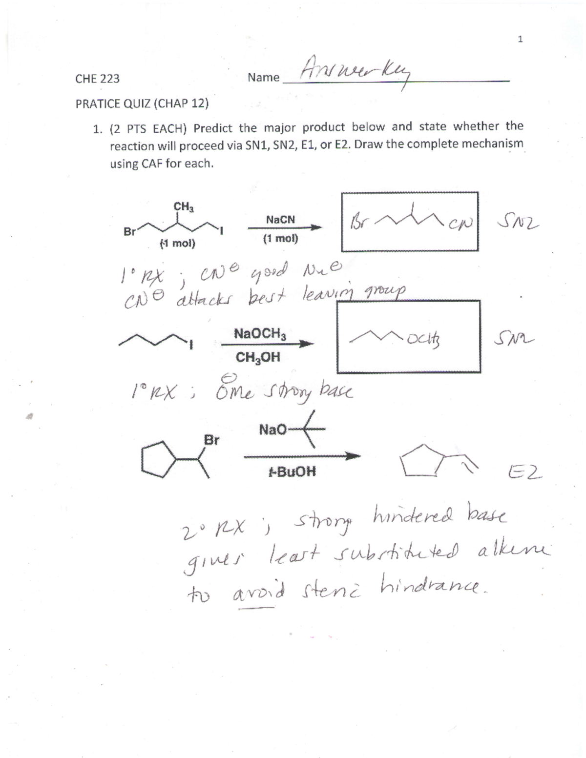 CHAP 12 Practice QUIZ - /l r,, CHE Name t'iru ? Name PRATICE QUIZ (CHAP ...