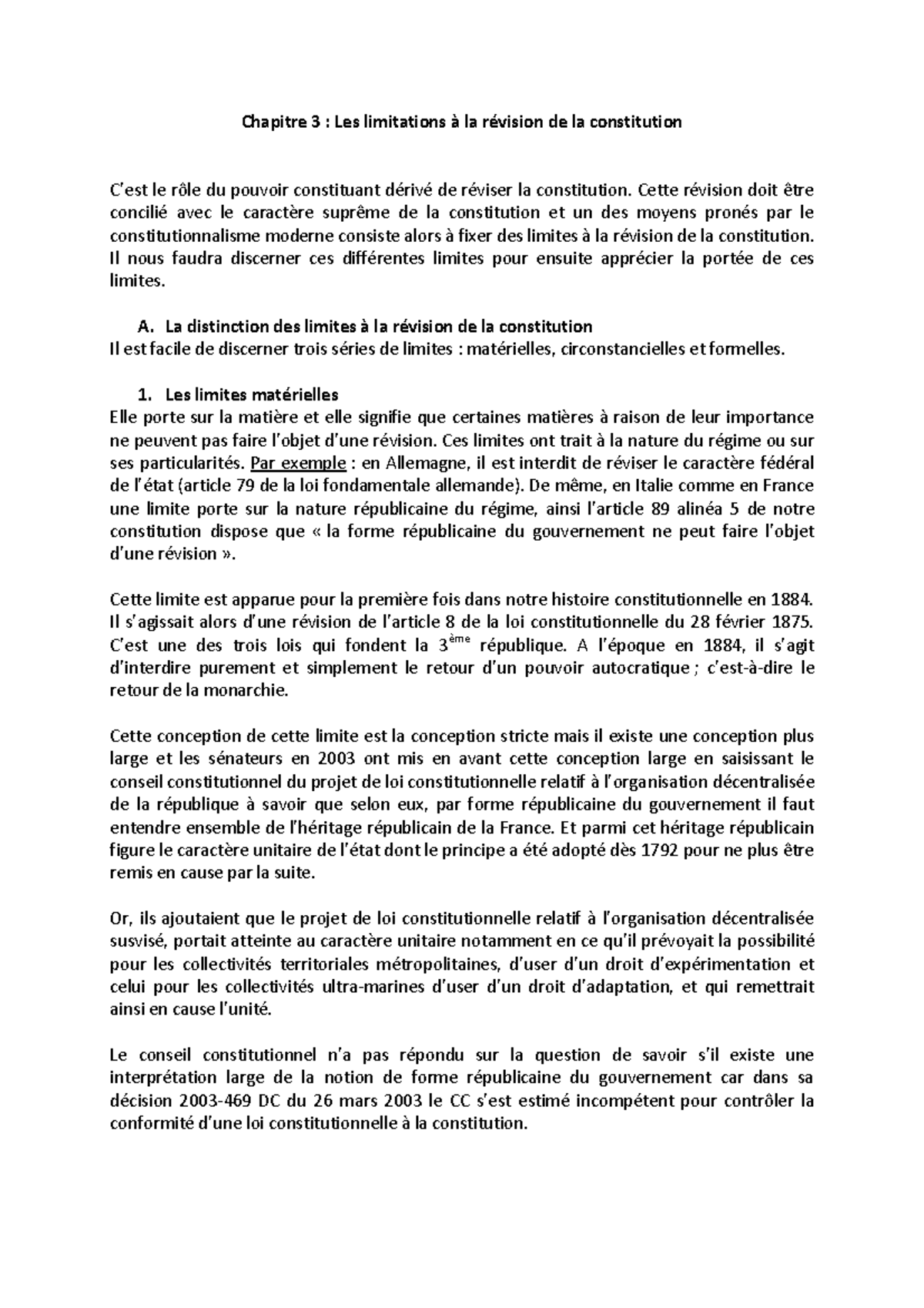 La Révision Constitutionnelle Du 6 Novembre 1962 Dissertation