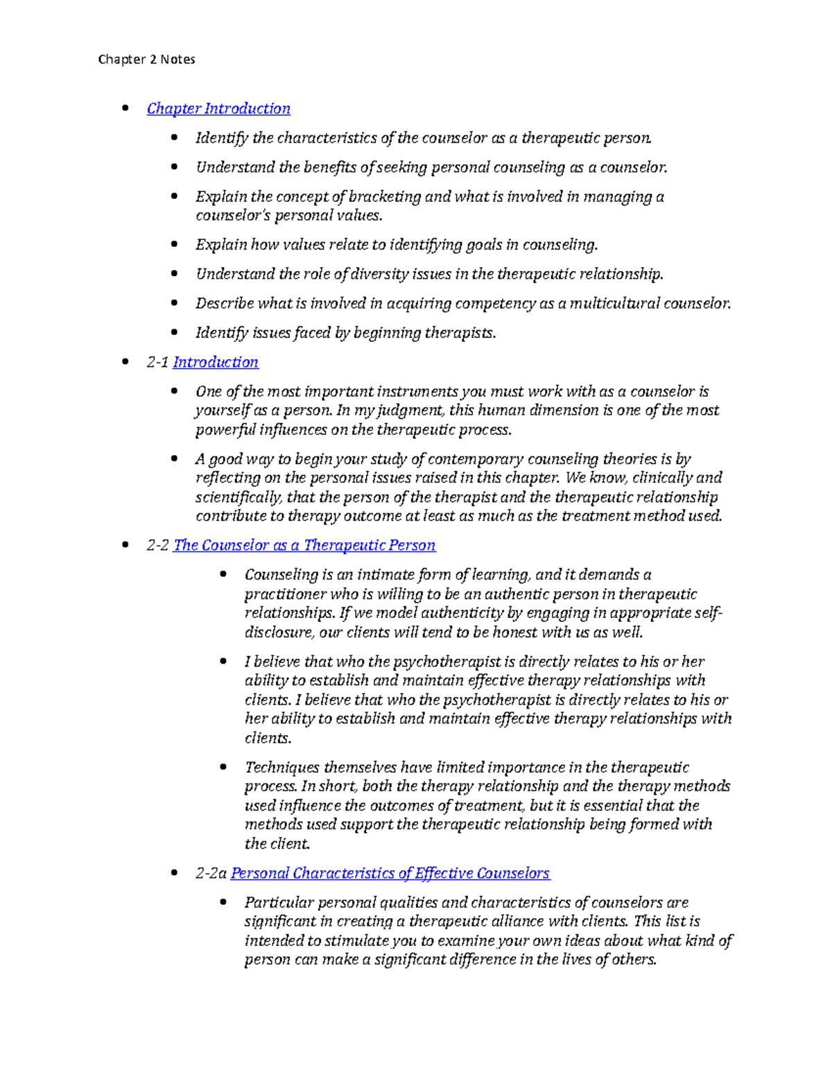 Chap 2 Notes - Chapter Introduction Identify The Characteristics Of The ...