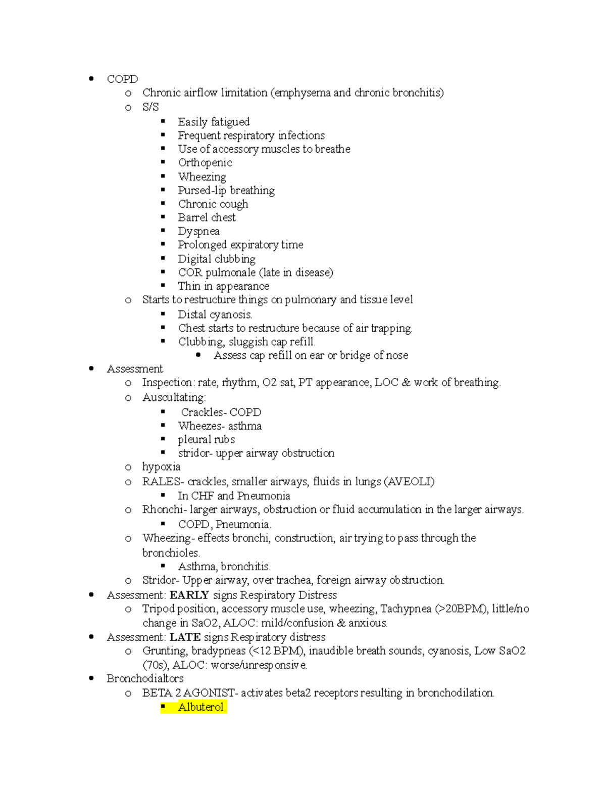 Study guide for respiratory System- N180 - WCU - Studocu