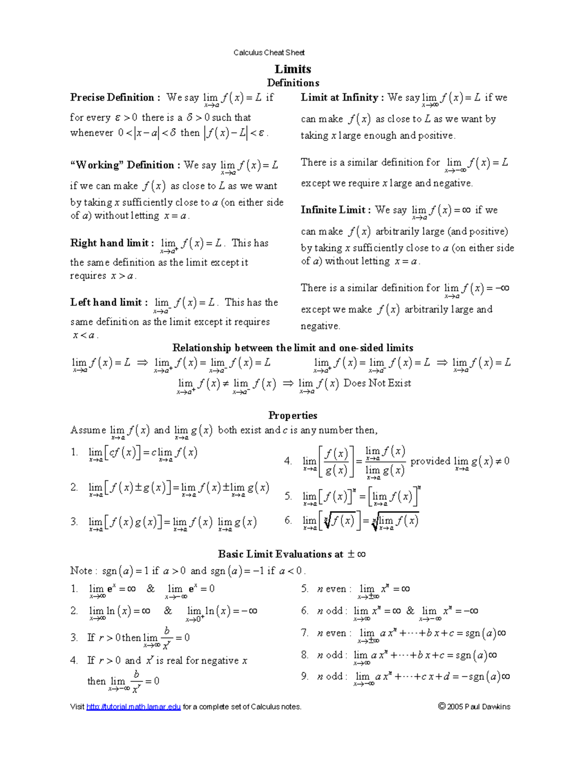 Study+Guide+1 - Limits Definitions Precise Definition : We say ( ) lim ...