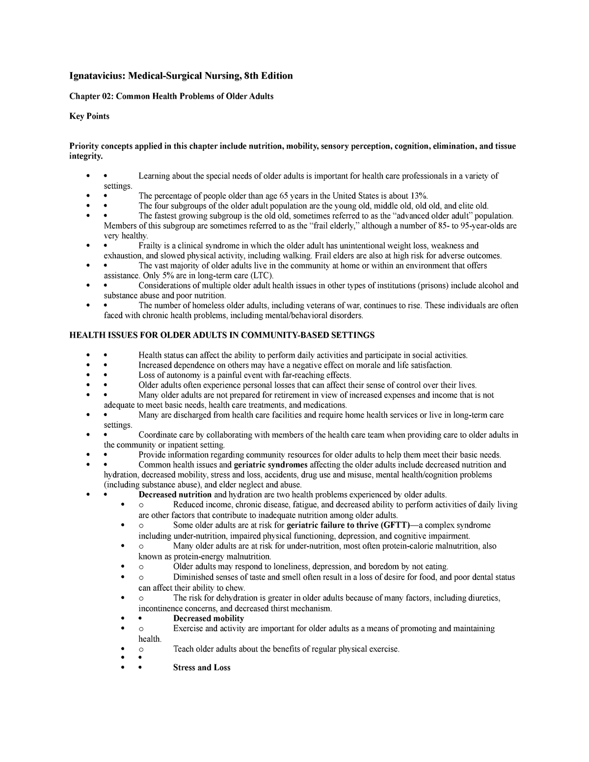 Med Surg Test 1 Medical Surgical Nursing Test 1 Notes Ignatavicius Medical Surgical Nursing 4411