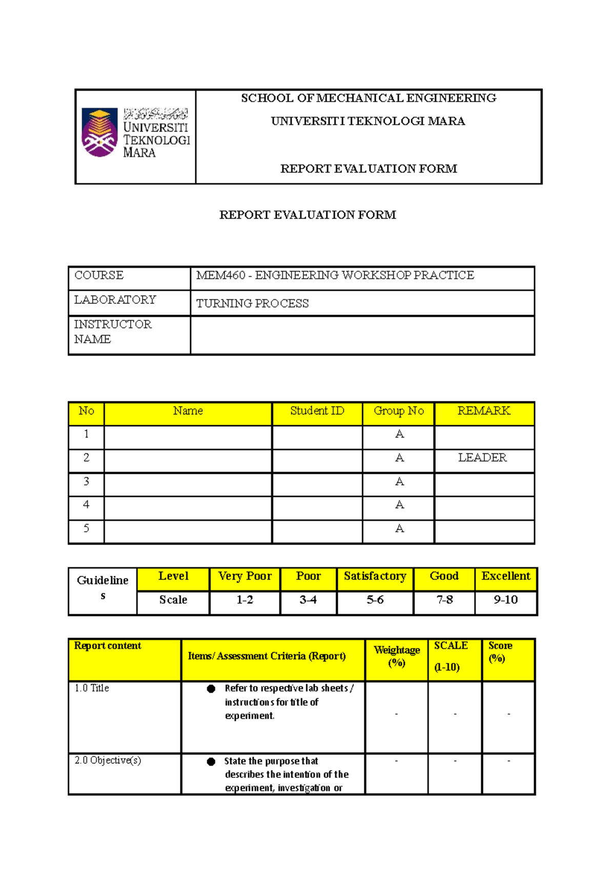 Lathe Group A - SCHOOL OF MECHANICAL ENGINEERING UNIVERSITI TEKNOLOGI ...
