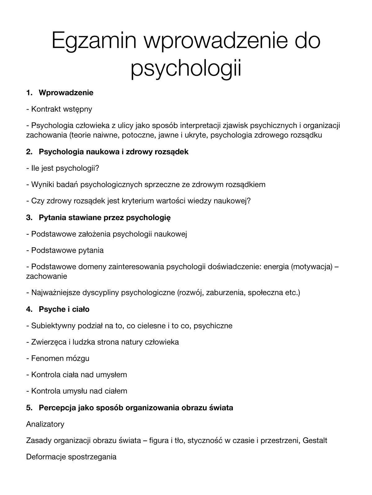 Wprowadzenie Do Psychologii Egazmin - Egzamin Wprowadzenie Do ...