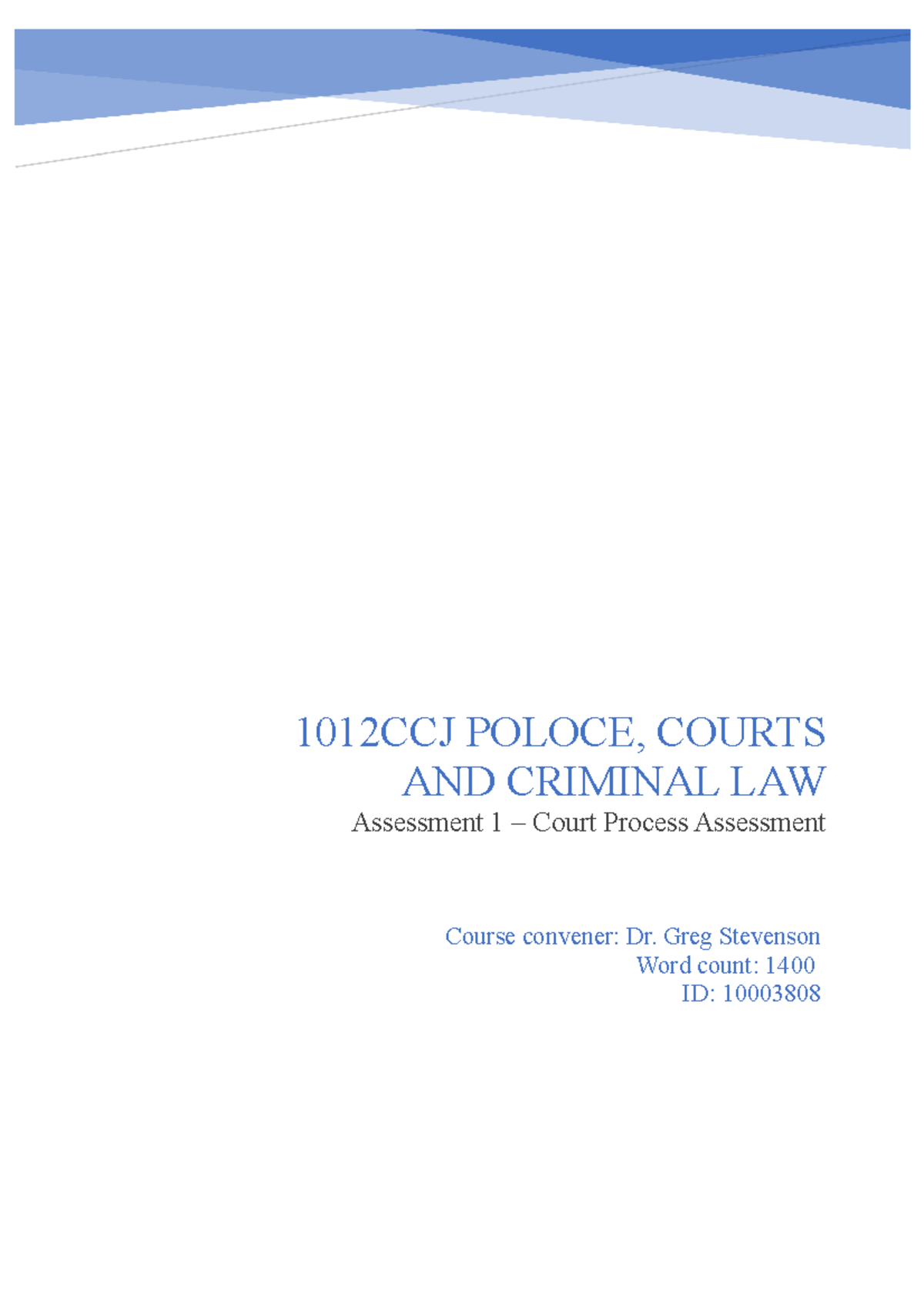 Court Report final - Assignment/exams/lecture notes/ summary/essay ...