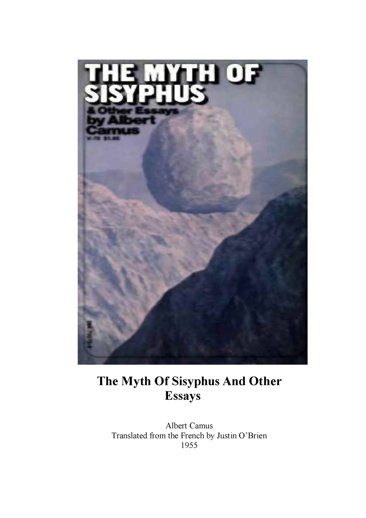 the myth of sisyphus and other essays sparknotes