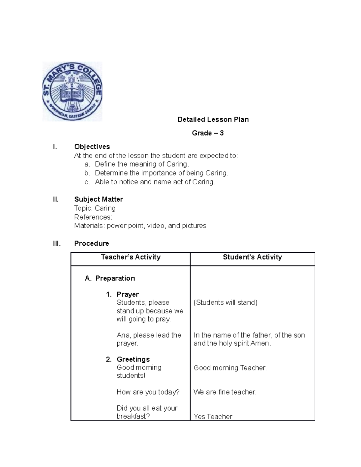 Detailed Lesson Plan GMRC - Detailed Lesson Plan Grade – 3 I ...