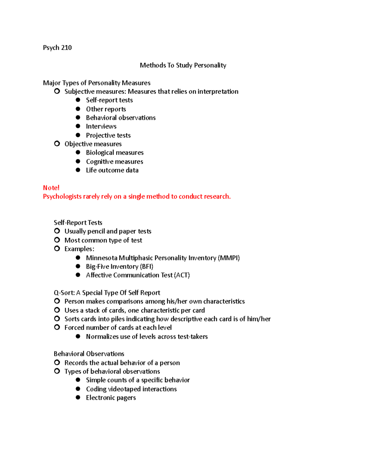 methods-to-study-personality-tests-usually-pencil-and-paper-tests