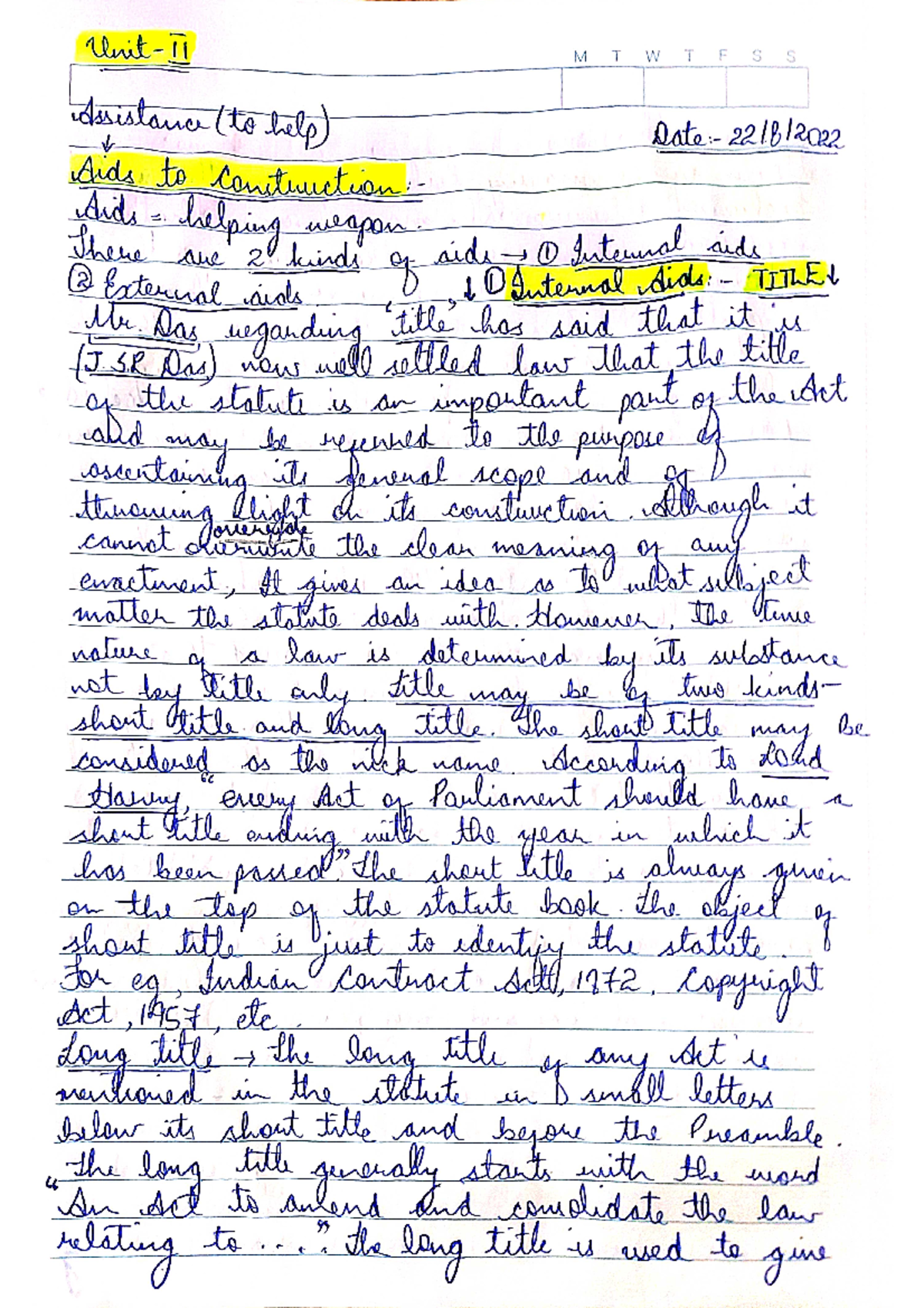 Interpretation of Statutes M T W T F S Assistance (to help) Aids to