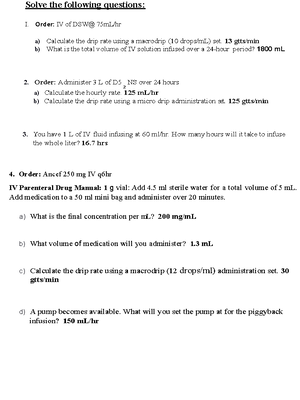 Dosage Calculations (Pink) - 1 L = 1000 ml 1 tsp = 5 ml 1 tbsp = 15 ml ...