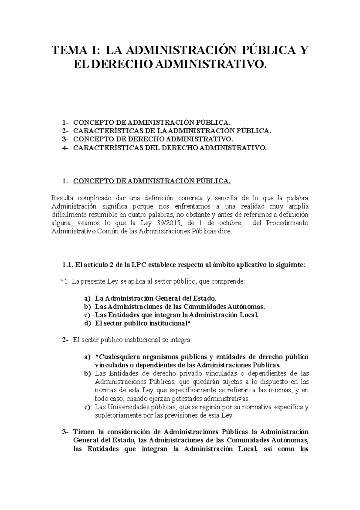 Tema 1 Derecho Administrativo Tema I La AdministraciÓn PÚblica Y El Derecho Administrativo 1 2676