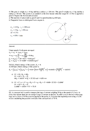 Tutorial-2 Questions Solutions - A motor is used to drive a hoist ...