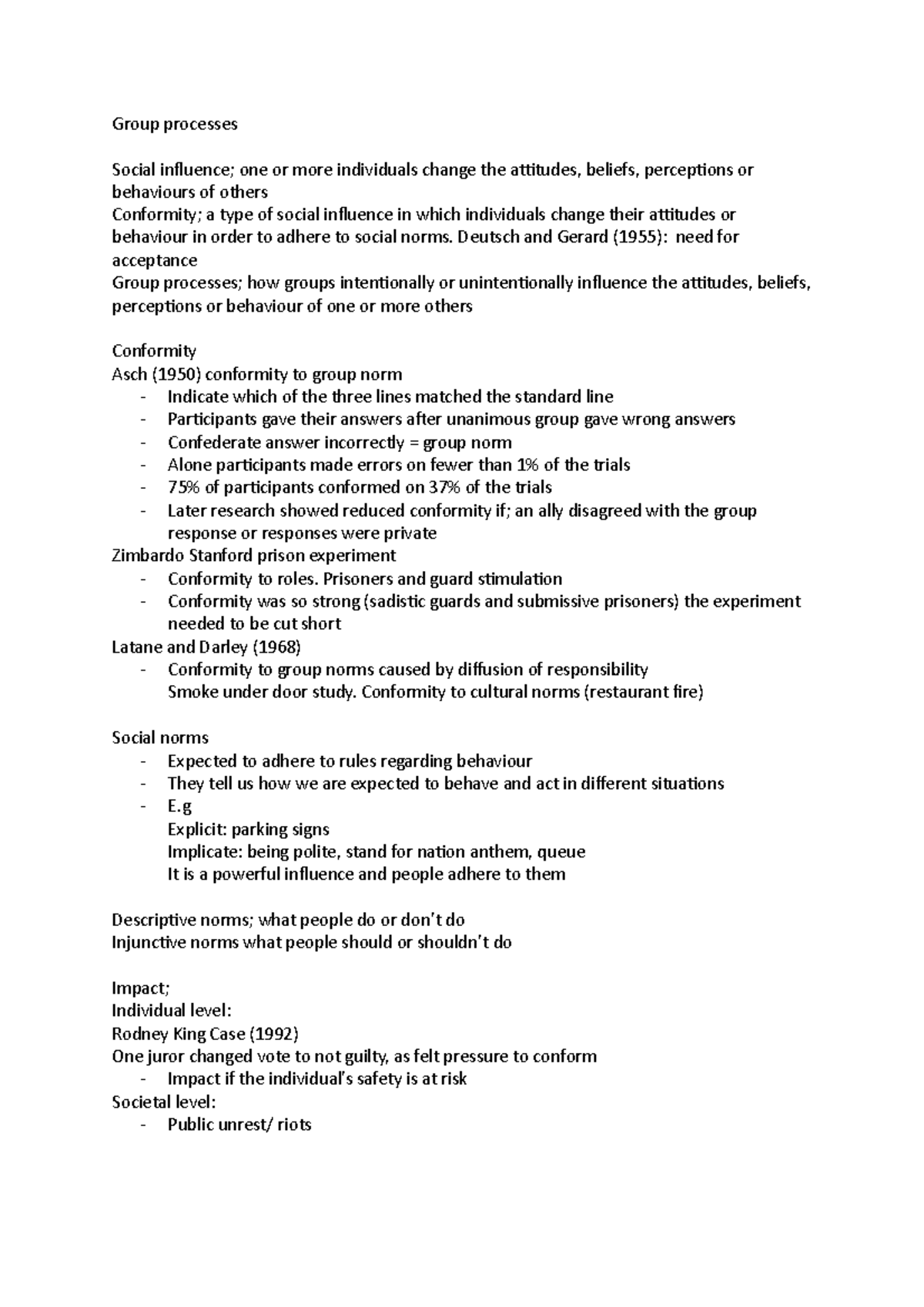 Lecture 7 - group processes - Group processes Social influence; one or ...