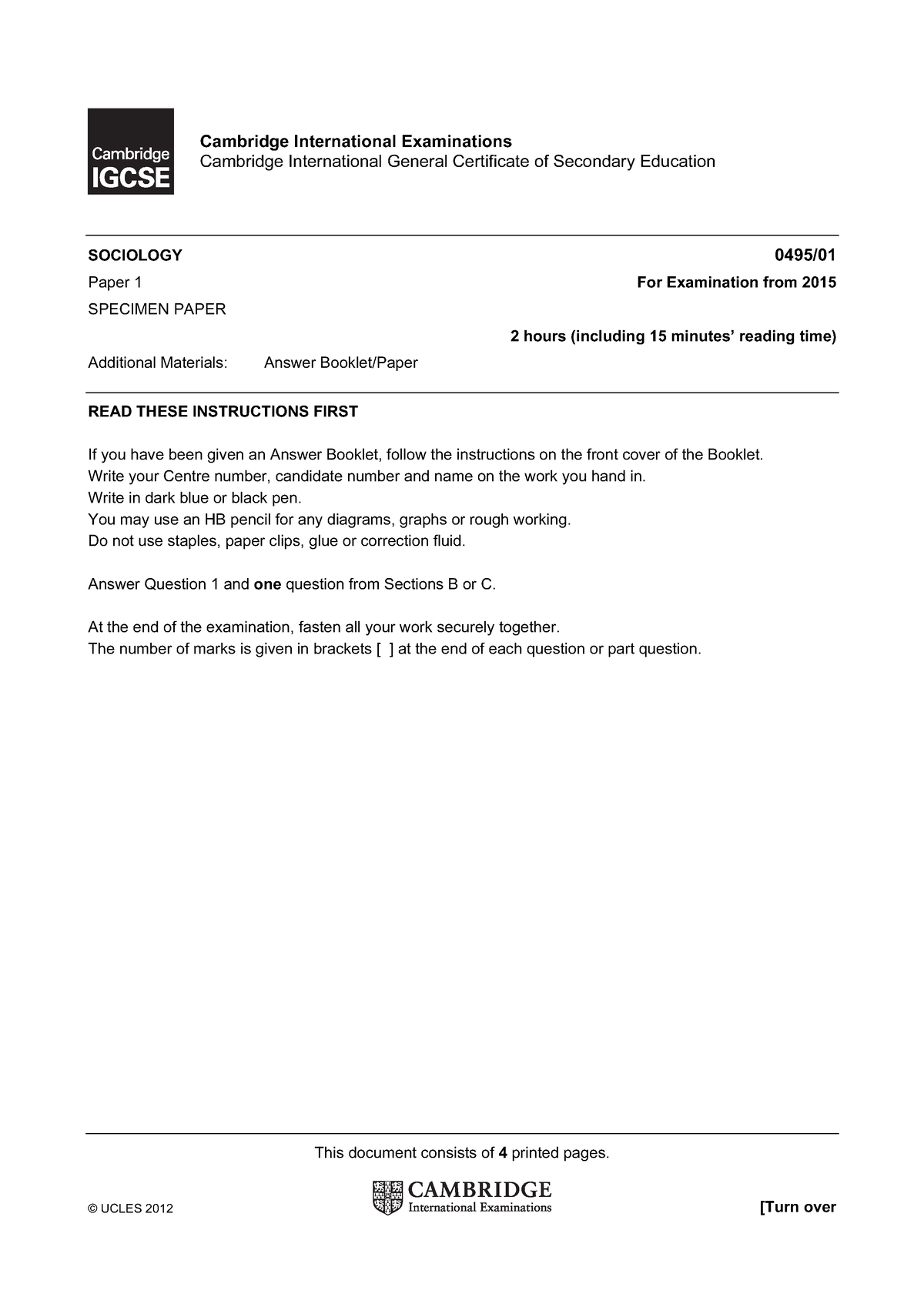 148764 2015 paper 1 specimen paper - This document consists of 4 ...